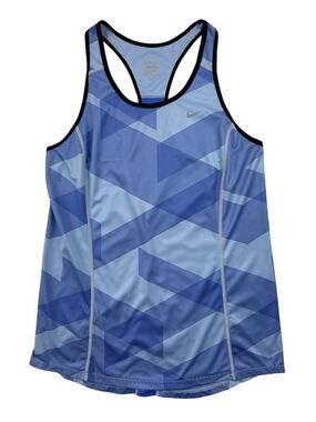 Nike Tank Top Dri Fit Geometric Blue Print Running Yoga Womens Medium